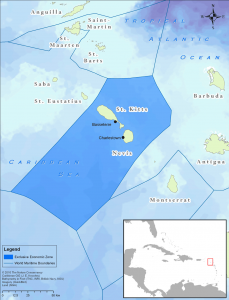 The Federation of St. Kitts and Nevis is a two-island nation located in the West Indies. The combined total coastline for both islands is 135 kilometers, and the Federation’s exclusive economic zone (EEZ) covers 20,400 square kilometers.